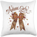 Autumn Girly Happy Thanksgiving Autumn Vibes Fall Girl Throw Pillow by Unknown