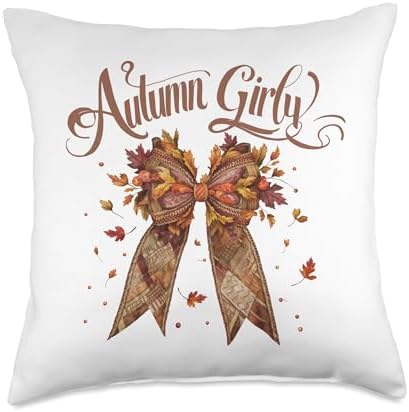 Autumn Girly Happy Thanksgiving Autumn Vibes Fall Girl Throw Pillow by Unknown