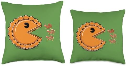 Cute Funny Pie vs Turkey - Hilarious Thanksgiving Food Humor Throw Pillow - Image 3