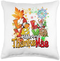 Merry Thanksmas Thanksgiving Christmas Leopard Gnomes Lover Throw Pillow by Unknown