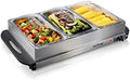 NutriChef 3 Tray Buffet Server & Hot Plate Food Warmer | Tabletop Electric Food Warming Tray | Easy Clean Stainless Steel | Portable & Great for Parties & Events | Max Temp 175F | (PKBFWM33.V7) by NutriChef%E2%84%A2Kitchen