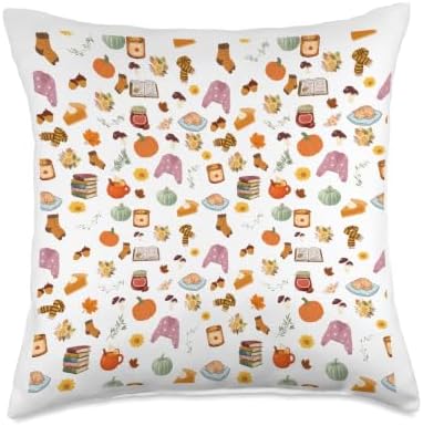 Fall Season Autumn Floral Cute Thanksgiving Throw Pillow by Unknown