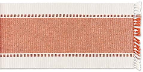 DII Dobby Stripe Table Runner, 13x72 Burnt Orange & Cream Background - Image 2