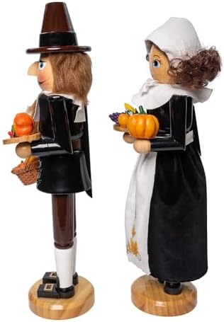Kurt Adler 15 Inch Pilgrim Man & Woman Nutcracker 2 Piece Set - Image 4