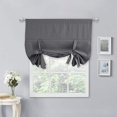 NICETOWN Blackout Roman Shades Short Curtain - Tie Up Window Curtains for Bathroom/Door/Kitchen Window/Thanksgiving (Gray, 1 Panel, 40 inches Wide by 54 inches Long) by NICETOWN