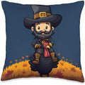 Cute Pilgrim and Turkey Thanksgiving Home Throw Pillow by Unknown
