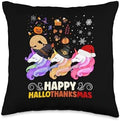 Wonderful Holidays Hallothanksmas Celebration Halloween Thanksgiving Christmas Hallothanksmas Unicorn Throw Pillow, 16x16, Multicolor by Unknown