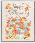 Happy Thanksgiving Autumn Pumpkins, 11 x 14 Inch Framed Giclée Print by StupellIndustries