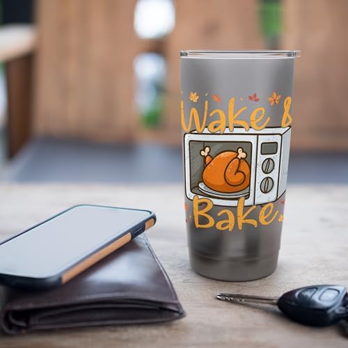 Wake & Bake Thanksgiving Humor for Chefs and Home Cooks Stainless Steel Insulated Tumbler - Image 7