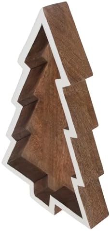 Boston International Mango Wood Tray Winter Decorative Platter, 13.75" x 9", Christmas Tree - Image 2
