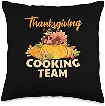 Cooking Turkey Thanksgiving Dinner Thanksgiving Cooking Team Throw Pillow by Unknown