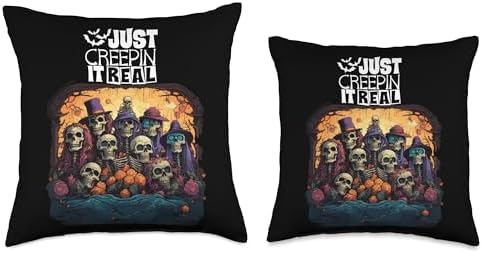 Halloween Creeping it Real Halloween Costume Creeping it Real Funny Skeletons Throw Pillow, 18x18, Multicolor