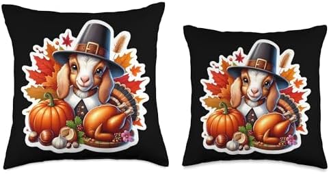 Thanksgiving Baby Goat Fall Autumn Cottagecore Farmer Farm Throw Pillow - Image 3