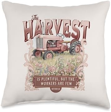 Christian Thanksgiving The Harvest is Plentiful Trendy Fall Throw Pillow by Unknown
