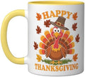 Happy Thanksgiving Funny Turkey Family Dinner Thanksgiving Ceramic Mug, Yellow/White, 11oz by Unknown