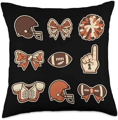 Coquette Bow Game Day Touchdown Fall Football Thanksgiving Throw Pillow by Unknown