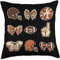 Coquette Bow Game Day Touchdown Fall Football Thanksgiving Throw Pillow by Unknown