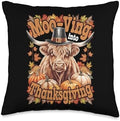 Moo-Ving Into Thanksgiving Highland Cow Throw Pillow by Unknown