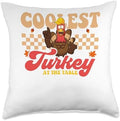 Coolest Turkey At The Table Thanksgiving kids Throw Pillow by Unknown