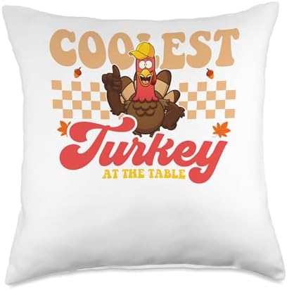 Coolest Turkey At The Table Thanksgiving kids Throw Pillow by Unknown