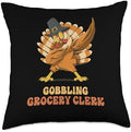 Thanksgiving Holiday Gifts and Designs Dabbing Turkey Grocery Clerk Funny Thanksgiving Throw Pillow, 18x18, Multicolor by Unknown