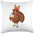 Turkey Drinking Coffee - Thanksgiving Day Fall Holiday Throw Pillow by Unknown