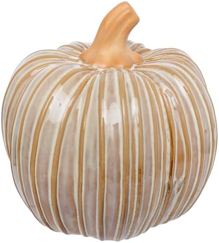 Boston International Porcelain Pumpkin with Reactive Glaze Finish Fall Thanksgiving Decorations for Home, Small, Natural by BostonInternational