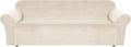 H.VERSAILTEX Stretch Sofa Covers Large Couch Covers Sofa Slipcovers Furniture Protector Soft with Non Slip Elastic Bottom, Feature Thick Comfy Rich Velour (XL Sofa, Ivory)