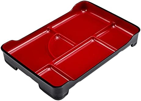 Restaurantware 5-Compartment Bento Plate, Black and Red, 14 x 9 In, 1 Ct - Image 2