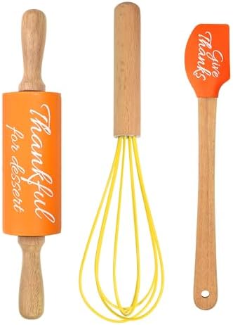 R&M Fall Holiday 3 Piece Mini Bake Set – Spatula, Whisk & Rolling Pin – Thanksgiving Baking Gift for Kids and Home Bakers - Image 2