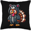 Turkey Costume Bear Funny Thanksgiving Turkey Women Men Throw Pillow by Unknown