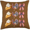 Retro Vintage Turkey Thanksgiving Bow Grateful Pumpkin Pie Throw Pillow by Unknown
