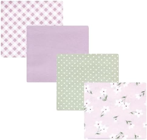 Hudson Baby Unisex Baby Cotton Poly Flannel Receiving Blankets, Purple Dainty Floral, One Size by HudsonBaby