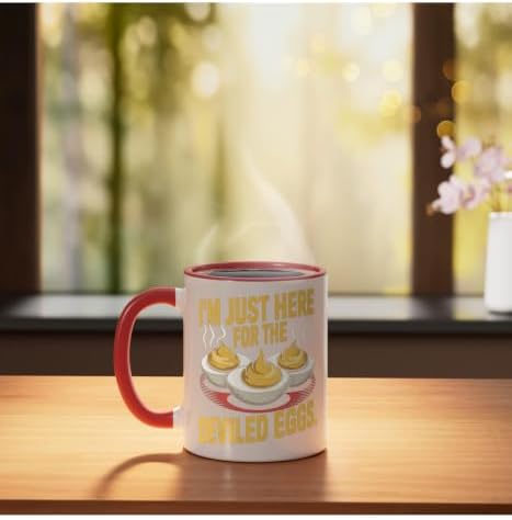 I’m Just Here for the Deviled Eggs Egg Expert Deviled Egg Ceramic Mug, Red/White, 11oz - Image 3