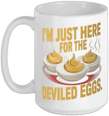 I’m Just Here for the Deviled Eggs Egg Expert Deviled Egg Ceramic Mug, White, 15oz by Unknown