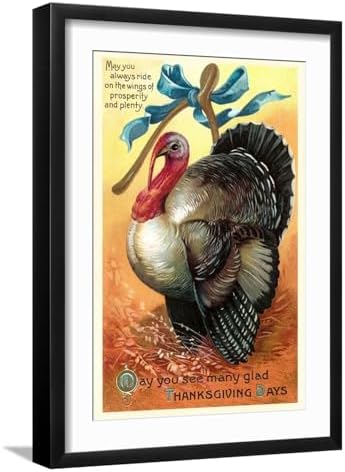 Art.com Wall Art Print Turkey and Wishbone on Black Frame, 16" x 22" by AllPosters
