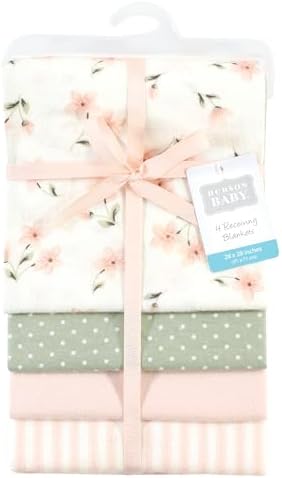 Hudson Baby Unisex Baby Cotton Poly Flannel Receiving Blankets, Pink Dainty Floral, One Size - Image 3