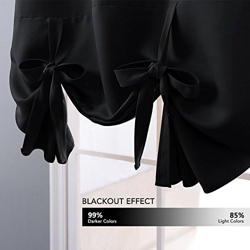 NICETOWN Curtains for Bedroom - Blackout Window Shade Tie Up Curtain Blinds for Privacy Protect Panels in Adjustable Size for Basement, 1 PC, 52 Wide x 45-inches Long, Black - Image 3