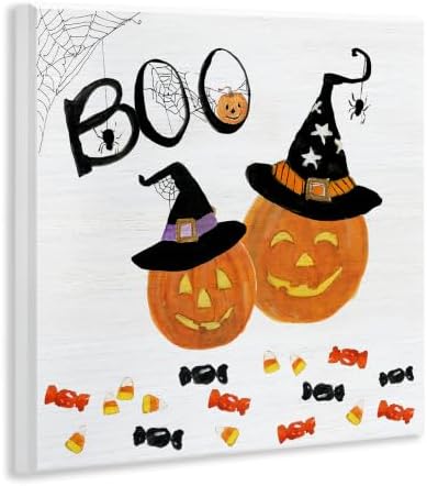 Halloween Pumpkin Witch Hat, 12 x 12 Inch Mounted Print on Wall Plaque