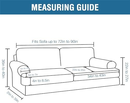 H.VERSAILTEX Sofa Cover 3 Piece T Cushion Sofa Slipcovers Thick Velvet Couch Cover Stretch T Cushion Sofa Covers for 2 Cushion Couch with 2 Individual T Cushion Covers, Porcelain White