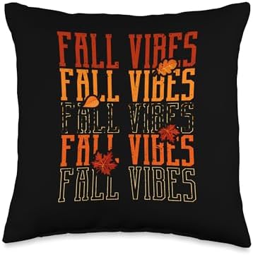 Autumn Foliage Pumpkin Decor Fall Leaves Shirt Fall Vibes Groovy Thankful Retro Hello Autumn Thanksgiving Throw Pillow, 16x16, Multicolor by Unknown