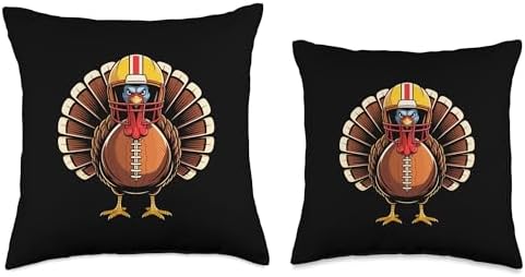 Football Turkey Fan Funny Thanksgiving Football Men Women Throw Pillow - Image 3