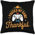I Paused My Game To Be Thankful, Gamer Happy Thanksgiving Throw Pillow by HadleyDesigns