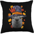 Thanksgiving Llama Pilgrim Costume Fall Autumn Throw Pillow by Unknown