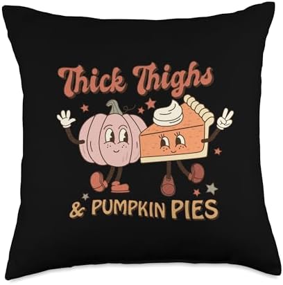 Thick Thighs & Pumpkin Pie Shopp Thick Pumpkin Pie Turkey Thigh Legs & Thanksgiving Throw Pillow, 18x18, Multicolor by Unknown