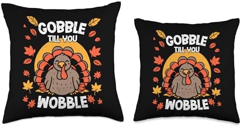 Gobble Till You Wobble Funny Thanksgiving Family Matching Throw Pillow - Image 3