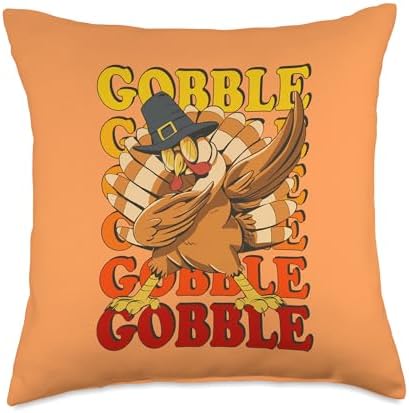 Thanksgiving Gobble Till You Wobble Turkey Throw Pillow by Unknown