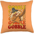 Thanksgiving Gobble Till You Wobble Turkey Throw Pillow by Unknown