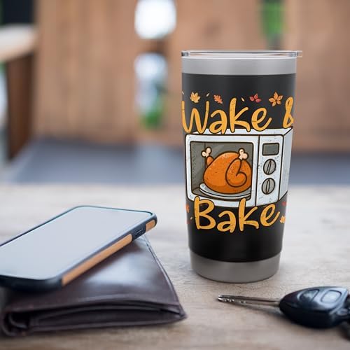Wake & Bake Thanksgiving Humor for Chefs and Home Cooks Stainless Steel Insulated Tumbler - Image 7