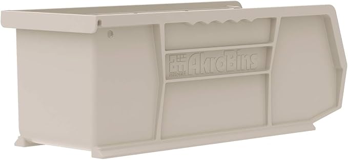 Akro-Mils 30224 AkroBins Plastic Storage Bins, 11"x 4"x 4", Stone, 12-Pack | Space-Saving Stackable Bins for Garage, Pantry, Craft Organization